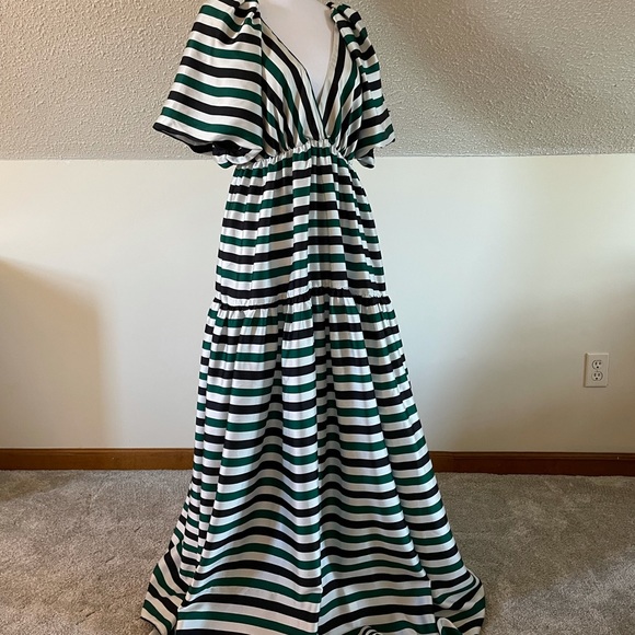 Anthropologie Black and White Striped Maxi Dress - Picture 2 of 11